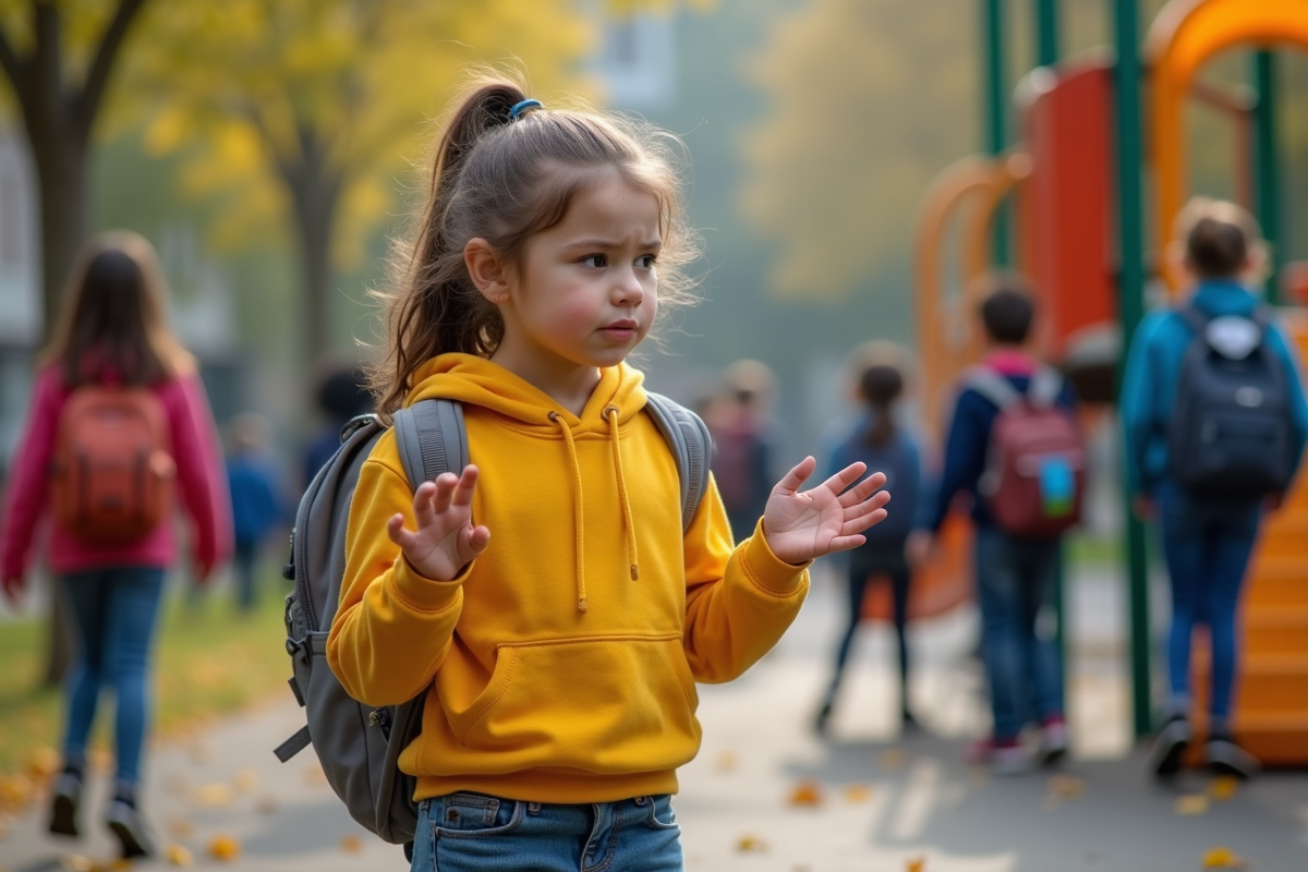 Fille de 9 ans frustrée sur la cour d