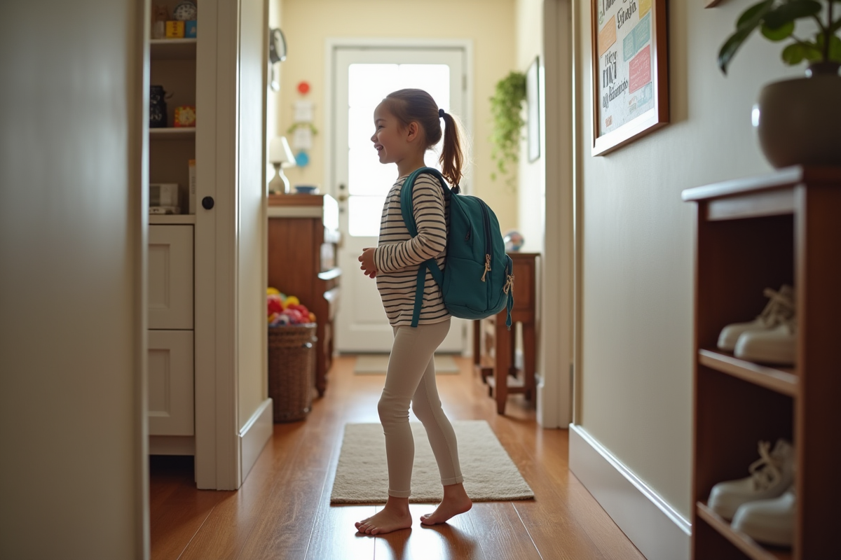 Jeune fille arrangeant son sac à l
