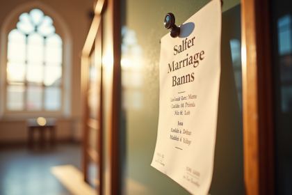 Panneau d'affichage mariage dans une mairie lumineuse